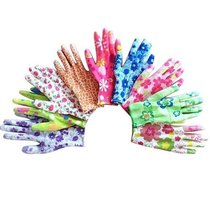 Thin gloves labor insurance resistant hand workers flower nylon color PU coating grinding breathable rubber dipped anti-static picking