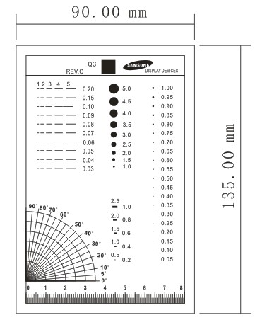 Samsung high precision dot line gauge Stain number card Stain gauge Dot gauge point card Film ruler Custom film sheet