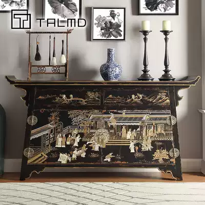 Hand-painted entrance cabinet Classical design foyer cabinet New Chinese art painted hand-painted two-door storage storage customization