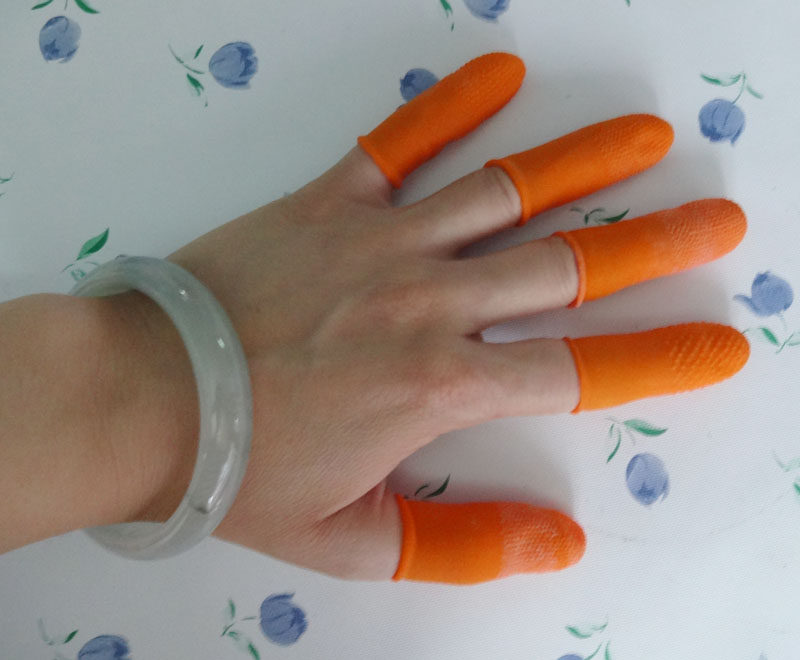 Special offer orange white non-slip thickened finger cots rubber finger cots pitted finger cots industrial finger cots 100 packs