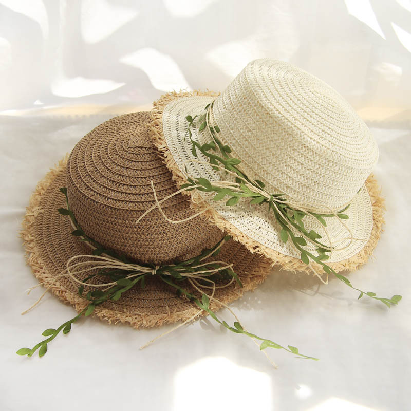 Straw Hat with Rattan Bow, Sun Hat, Summer Hat, Men's Korean Style Beach Hat, Outdoor Sun Protection, Sunshade, Parent-Child Hat