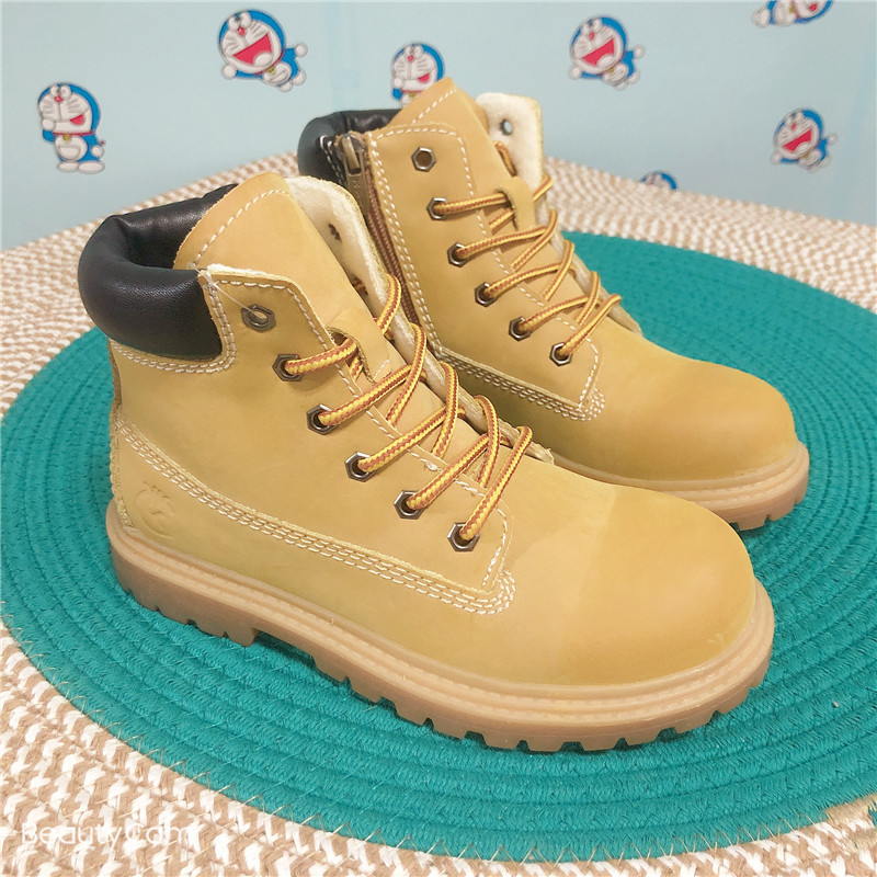 Children's yellow boots 2022 autumn and winter new Korean style girls short boots fashion British style boys Martin boots