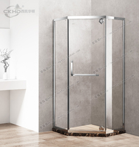 Stainless steel shower room rotary shaft flat open right angle simple overall bathroom glass partition diamond-shaped push-pull screen