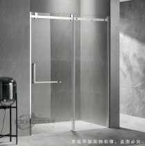 Narrow edge thin frame stainless steel bottomless frame single-shift shower room push sliding door I-shaped integral bathroom partition