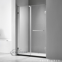 Fine drawbar no frame shower room One-shaped bath room stainless steel integral bathroom partition flat door screen glass
