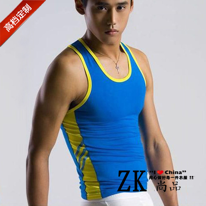 Cotton men's vest youth sports fashion tights underwear undershirt hurdle bottoming breathable summer tailor-made