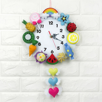 Cut-free non-woven handmade diy production of adult creative material bag fabric cartoon fruit and vegetable honey language wall clock
