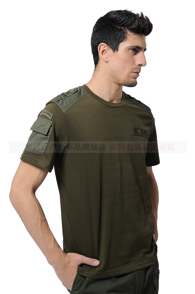 Mùa hè giải trí ngoài trời lĩnh vực ngụy trang quần áo quạt quân đội quần áo cổ tròn không có túi lỏng nam ngắn tay áo thun nam khó khăn - Những người đam mê quân sự hàng may mặc / sản phẩm quạt quân đội giày sĩ quan quân đội