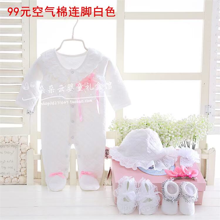 Mùa xuân và mùa đông Mùa đông Bộ quà tặng cho bé Bộ sưu tập ấm áp Trăng tròn Trăm ngày Quà tặng Sơ sinh Công chúa Váy ren quà sơ sinh cho bé gái