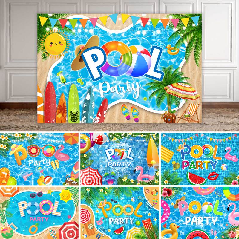 Summer Pool Party Backdrop Company Employee Team-Building Event Poster Layout Beach Night Market Photo Cloth Decoration Summer Pool Party Backdrop Company Employee Team-Building Event Poster Layout Beach Night Market Photo Cloth Decoration