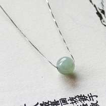 Necklace Emerald pendant Not inlaid jade Sterling silver transfer beads Clavicle chain Classical retro simple national style