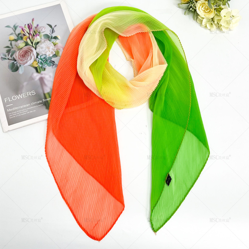 Meisichen New Rainbow Gradient Scarf Summer Fashion Colorful Crinkled Multi-Functional Women's Scarf Versatile