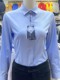 Light Blue Long-Sleeved Shirt for Women, Professional Stretch Bamboo Fiber Versatile Workwear for Office, Interview, Property Management, Women's Shirt