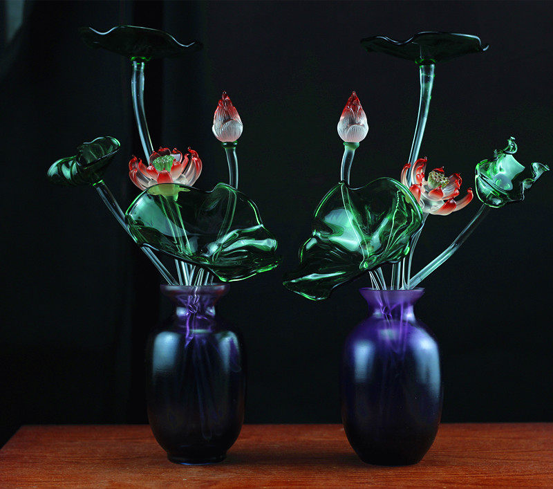 High gear gift glazed lotus flower for tasking Buddha pure handmade with five pints of lotus flowers evergreen front for vases