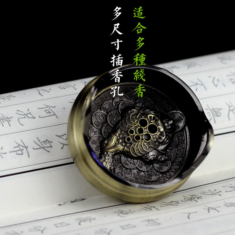 Mini incense burner incense road small incense burner zinc alloy car three-legged two-ear antique tea ceremony vertical line incense burner cone incense