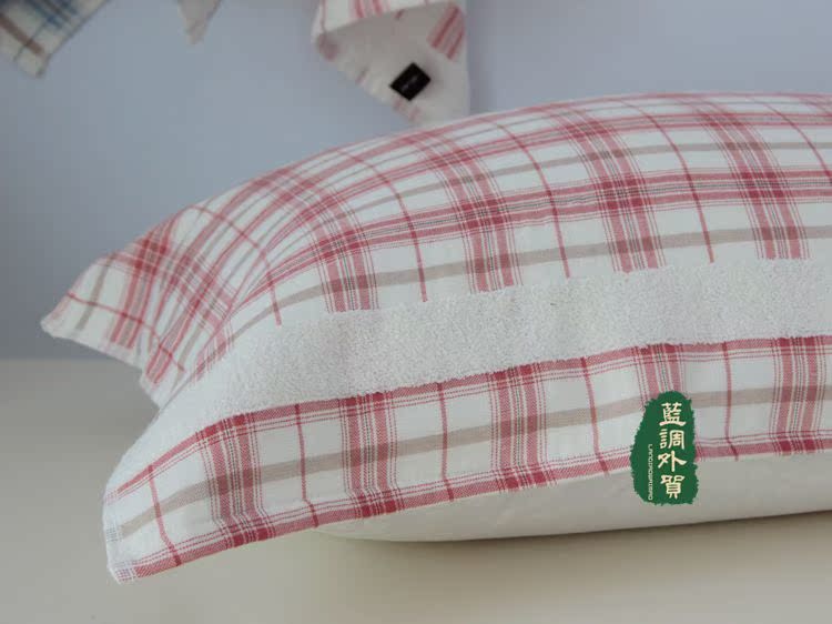 Mùa hè cổ điển vài kẻ sọc bìa khăn mô hình màu đỏ và màu xanh thoải mái, thoáng khí bông gạc gối mềm với gối - Khăn gối khăn bông gối