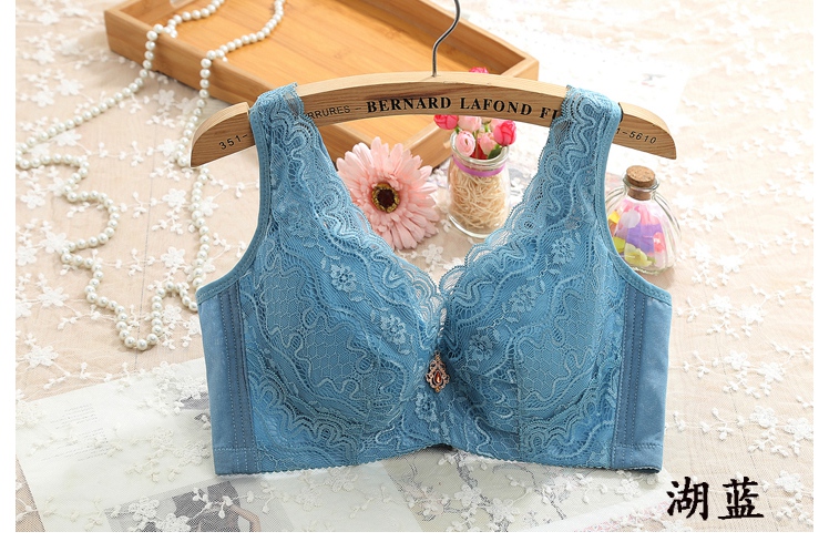 Sexy sâu V thu thập đồ lót ren phong cách đồ lót điều chỉnh áo ngực lớn ngực mỏng cup làm đẹp trở lại da quần lót phụ nữ