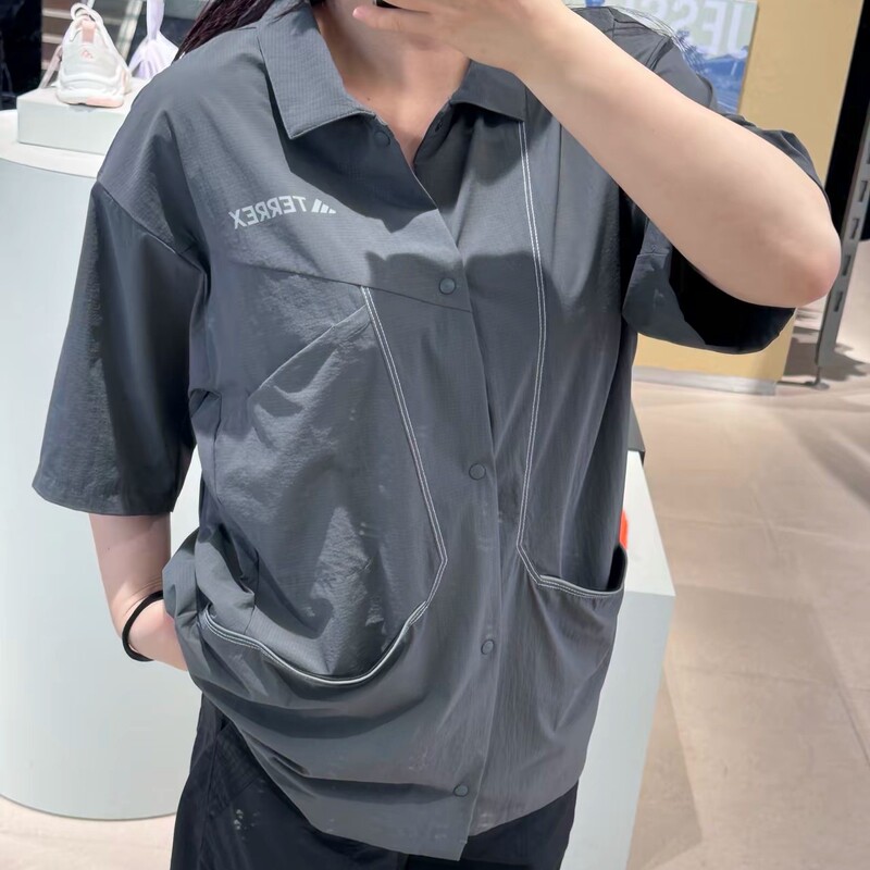 Adidas Lapel Short-Sleeved Men's Shirt Summer Woven Sports Casual Half-Sleeved Jacket Genuine Jw4831