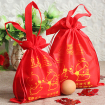 Male and female children full moon eggs bag size number Birthday delight egg bag Back to gift red hand cloth bag with closure