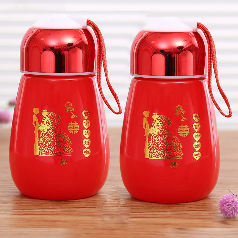 Wedding Celebration Water Glass Red Glass Cups Festive Wedding Couple Pairs Cup Gift Boxes Gift Items Hand Round Bulb Cups