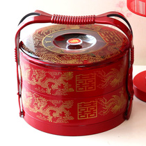 Wedding portable food box Double-layer dumpling box Red wedding grid fruit box large lunch box Blue bride dowry makeup