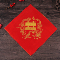 Red handkerchief small square towel Wedding hikerchief Wedding supplies Pure cotton silk cloth handkerchief Bridal wedding couple handkerchief