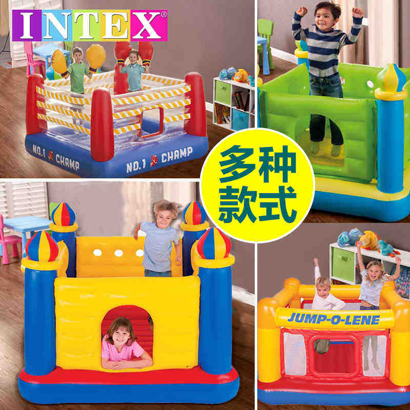 INTEX Children Trampoline Marine Polo Pool Inflatable Castle Home Small Playground Jump Bed Game Pool