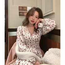 TMH STUDIO earthly Odeli French Broken Flowers underdress Dress Lady Spring Dress for a lap of waist Long dress