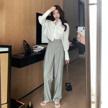 TMH STUDIO THIN Pants Western Pants Woman Summer High Waist Pituitary Pants Small Sub Advanced Sensation Tug Long Pants