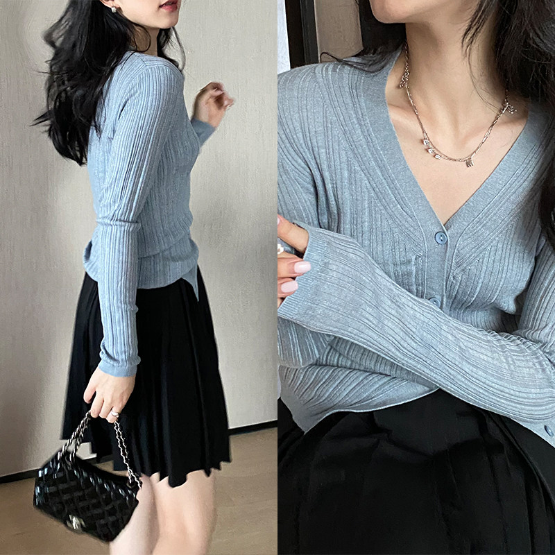 TMH STUDIO V repair with long sleeve knitted shirt in autumn 2022 new slim and slim tops