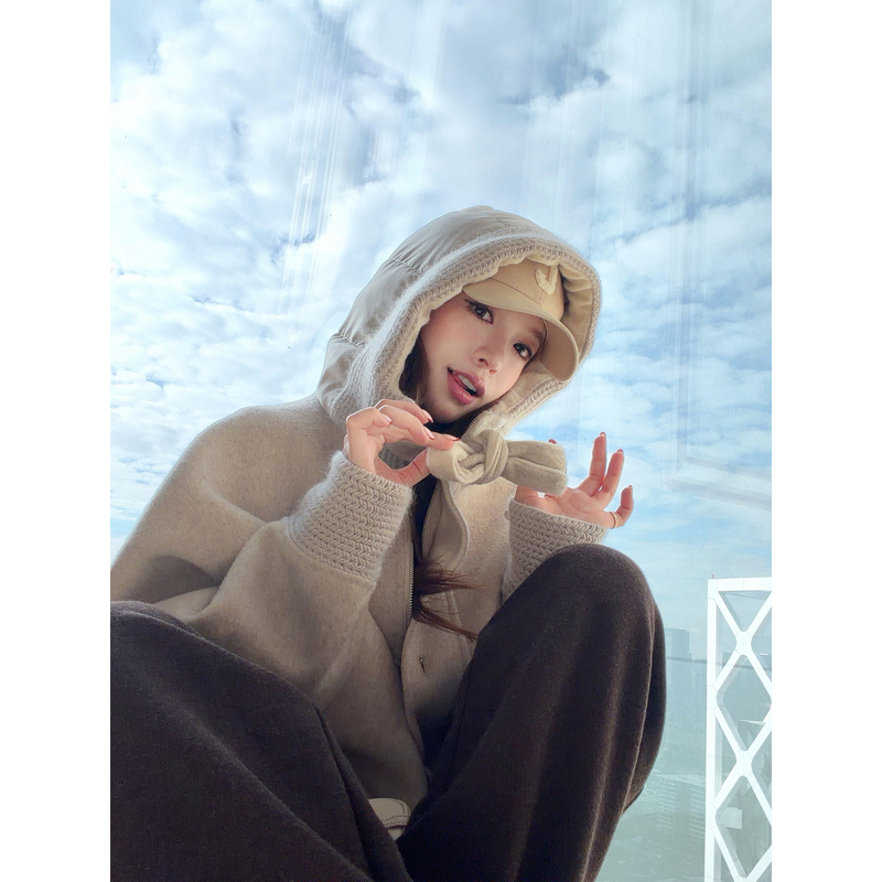 [in Stock] Raccoon Fur Wool Lyocell 90 White Goose down Jacket Women's Winter Thickened Warm Short Coat
