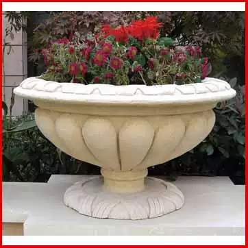 Shanghai Longzhang Hotel Clubhouse Outdoor decoration Pastoral garden villa Sculpture Sandstone round carving bowl-flower pot A