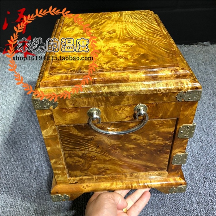Xiangzu Gold Bangjewelry Box Balcony Jewelry Box contains cosmetic box Solid wood handicrafts home decoration