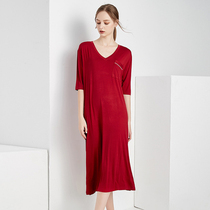 Modal long loose nightdress spring and summer thin section maternity pajamas pure cotton womens home clothes can be worn outside large size