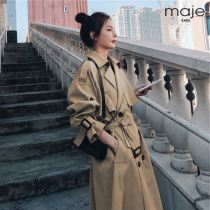 Maje kara khaki trench coat women's spring and autumn 2022 new loose temperament slim long coat