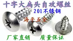 M3M4M5 * 6*8*10-40(100 only) 201 stainless steel flat head cross self-tapping screw big cap wooden screw