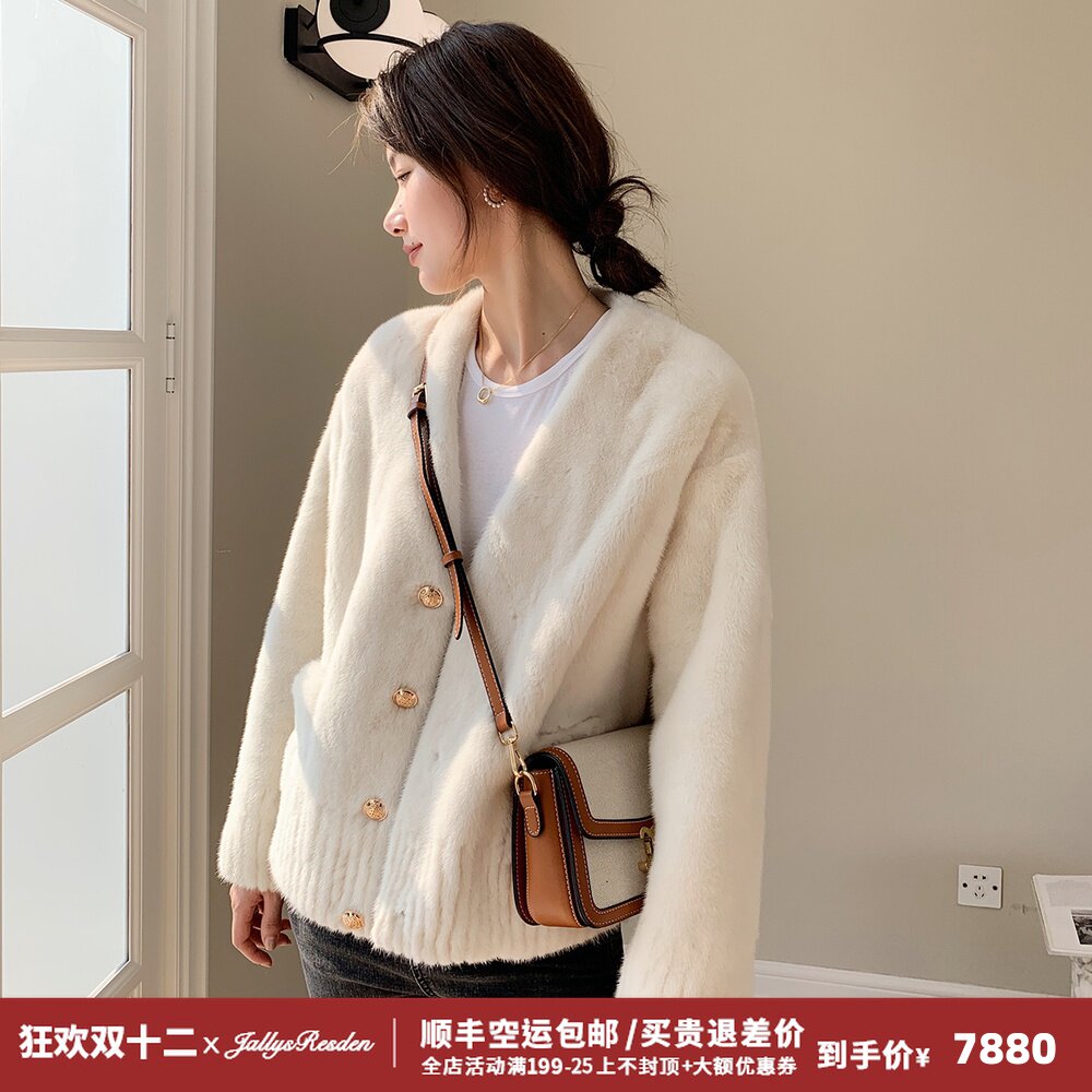 Sally mansion 2022 new imported purple label velvet mink coat women's short mink coat women's whole mink