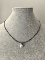 Silver gray multi-purpose sweater chain baroque pearl universal buckle detachable extension chain niche retro gift