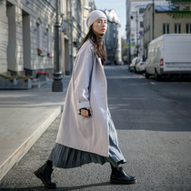 Step-by-step woolen coat women loose autumn and winter long coat