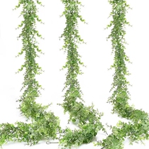 Fleurs de simulation Green Plant Eugali Vine eucalyptus vigne Vine Home Home Hanging Wall Plastic Fake Flowers Mariage Célébration Floral Decoration