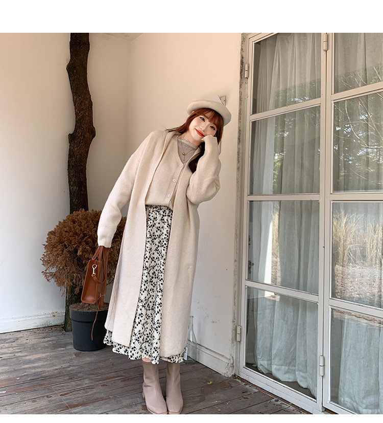 Плюс размер бюста платье 大码女装碎花高腰半身裙秋冬韩版遮肉显瘦松紧腰a字长裙31868 Other