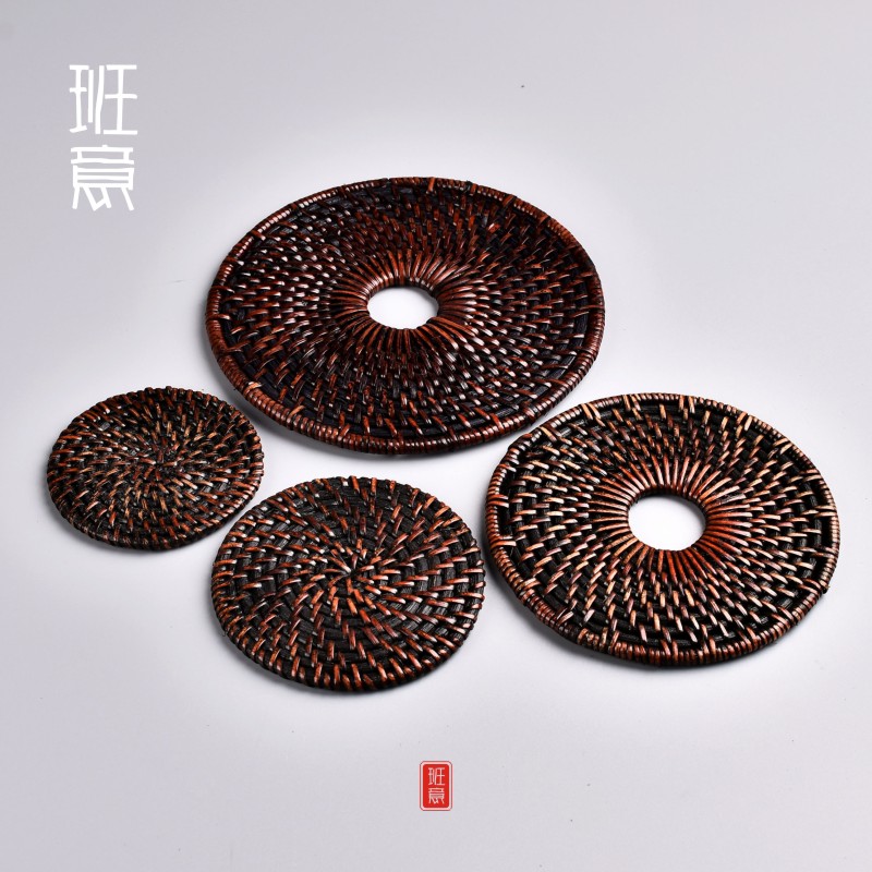 Indonesian old rattan coaster tea mat teapot mat rattan coaster insulation mat bowl mat teapot mat placemat tea dish mat 