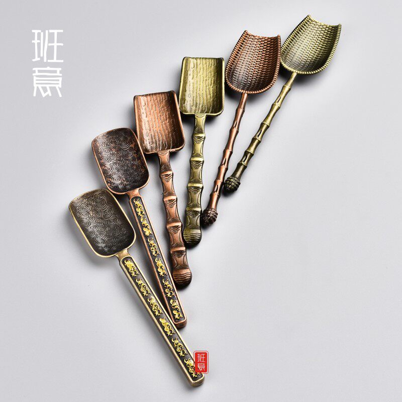 Ban Yi tea spoon Tea spoon Tea shovel Tea then tea dial tea lotus alloy tea set Tea ceremony six gentleman tea set accessories