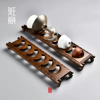 Banyi bamboo cup holder kung fu tea set solid wood accessories drain tea mat shelf drying tea cup holder storage shelf