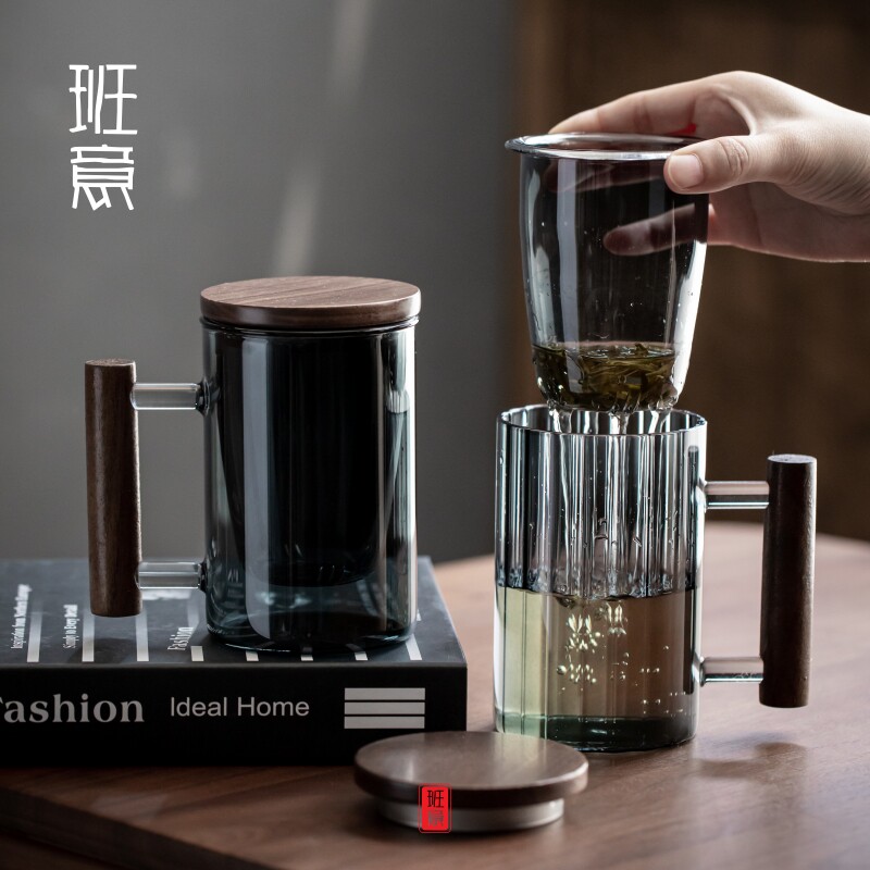 Glass Tea Cup Tea Water Separation Male private high-end office filter Tea Doug cup Single tea cup