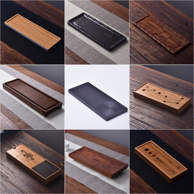 Japanese Zen Heavy Bamboo Simple Tea Disk Small Dry Bubble Solid Wooden Bamboo Tea Table Tray Kung Fu Tea Tour