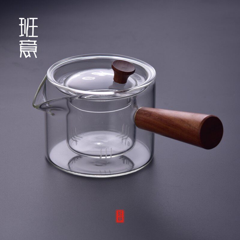 Black crystal stove with heat resistant tea set flower tea pot transparent filter tea maker side to cook tea with intuition glass to boil water pot