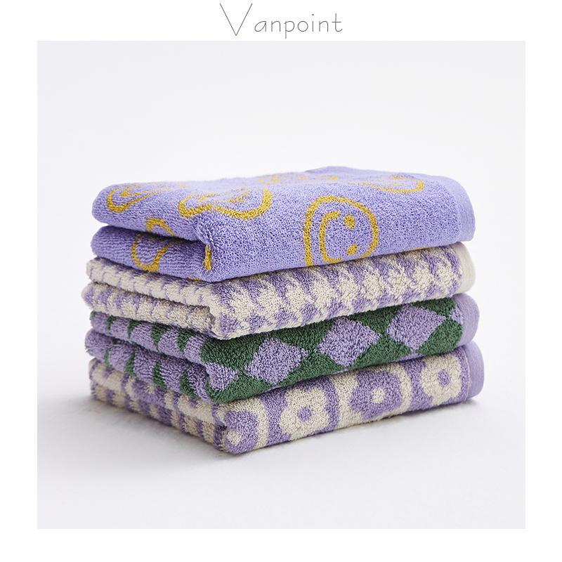 Purple Series Towel Pure Cotton 2026 New Model All-Cotton Bath Towel Smiley Face Floral Absorbent Face Towel for Men and Women