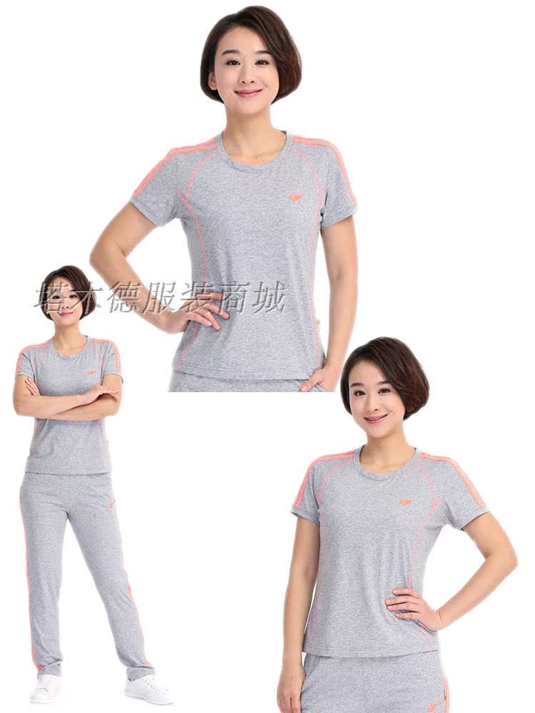 Thành phố Demei 2018 Mùa Hè Mới 672 Phụ Nữ của Cotton Tập Thể Dục Vòng Cổ Ngắn Tay Áo Chín Quần Thể Thao Casual Set quần đùi thể thao