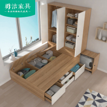 Whole house custom modern simple tatami bed Wardrobe one-piece small apartment multi-function storage high box small bed combination